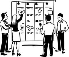 A hand drawn illustration depicting business planning vector