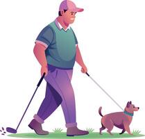 Golfer dog illustration in flat style vector