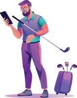 A flat style illustration of a golfing boy vector