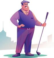 A flat character illustration of golfing man vector