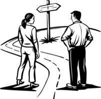 Decision making concept illustration in doodle style vector