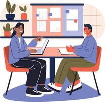 Flat character illustration of candidate interview vector