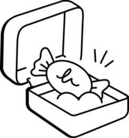 Sweet candy in a box icon in doodle style vector