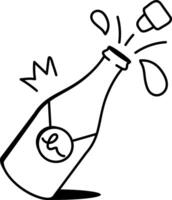 A doodle style icon of champagne pop vector