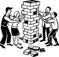 A sketchy style illustration depicting team building vector