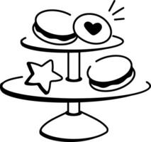 Cookies display icon in hand drawn style vector
