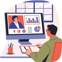 Flat illustration depicting online analysis vector