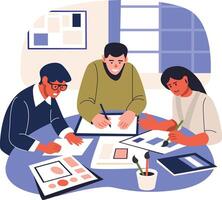 Design team working on project, flat style illustration vector