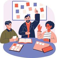 A flat style illustration depicting brainstorming session vector