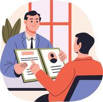 A flat style illustration depicting annual review vector