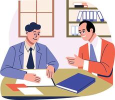 Employee dealing with client, flat style illustration vector