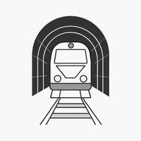 Sleek and Modern Subway Train Entering Underground Tunnel vector