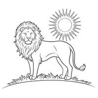 Lion Silhouette on a Hilltop Under the Bright Sun vector