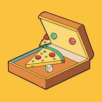 Cheesy Pizza Box Open with Freshly Baked Slices Displayed vector