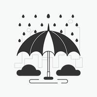 Open Umbrella with Bright Colors and Falling Raindrops vector