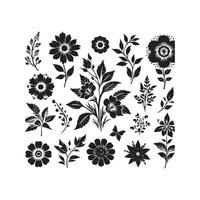 Creative Modern bundle Flower silhouette Style with white background Design Template New vector