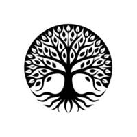 Banyan tree silhouette Style with white background vector