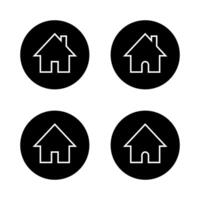 Homepage, home outline icon set on black circle. Web house sign symbol vector