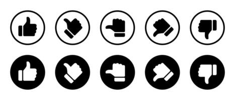 Rating and feedback scale thumb icon. Excellent, good, average, poor, and bad hand sign symbol vector