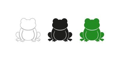 Frog Illustration in Three Styles - Outline, Silhouette and Color vector