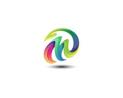 Abstract colorful letter m with leaf logo gradient vector