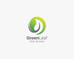 Green circle with abstract negative leaf logo vector