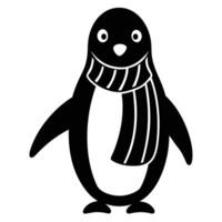 Winter penguin silhouette with unique scarf art vector
