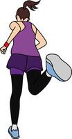 A woman running with energy and focus, emphasizing athleticism and power. Perfect for fitness projects, running campaigns, marathon and designs promoting active lifestyles and women in sports. vector