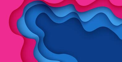 multi colored abstract pink and blue colorful wavy papercut overlap layers background. vector