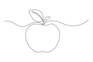 Apple fruits line drawing of isolated continuous outline icon vector