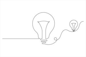 Light Bulb one line art of isolated continuous outline idea illustration vector