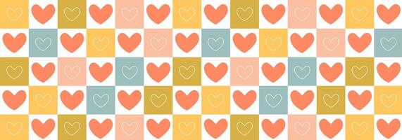 Valentine's day abstract geometric seamless pattern. Mosaic minimalist background, banner, template with simple shapes, hearts. a colorful pattern with hearts on it vector