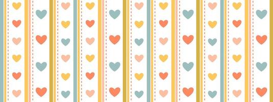 Valentine's day abstract geometric seamless pattern. Mosaic minimalist background, banner, template with simple shapes, hearts. a colorful striped pattern with hearts on it vector