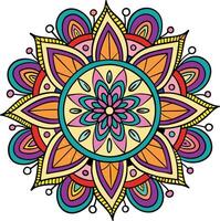 A vibrant mandala design featuring concentric circles of intricate geometric and floral patterns vector