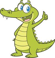 A cartoon crocodile facing the viewer a bright, vibrant green color vector