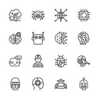 A robot is shown in a variety of different styles and sizes vector
