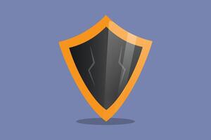 A black and orange shield with a lightning bolt on it vector