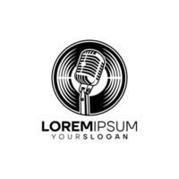 Retro Microphone Record Logo Design Template vector