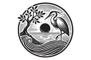 Little Egret Silhouette Illustration Elegant vector