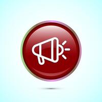 Megaphone icon design illustration, Loudspeaker icon, Shout announce sign. Promotion annoucement. Red Color Round Button Design vector
