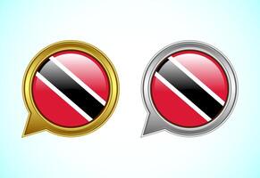 Trinidad and Tobago flag speech bubble. Speaking flag icon in gold and silver color vector
