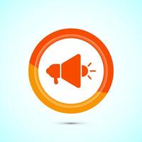 Megaphone icon design illustration, Loudspeaker icon, Shout announce sign. Promotion annoucement. Orange Color Button Design vector