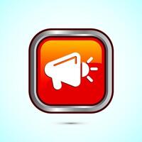 Megaphone icon design illustration, Loudspeaker icon, Shout announce sign. Promotion annoucement. Orange Color Square Button Design vector