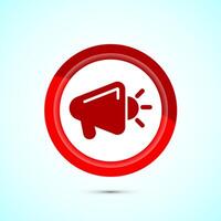 Megaphone icon design illustration, Loudspeaker icon, Shout announce sign. Promotion annoucement. Red Color Button Design vector