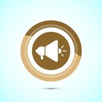 Megaphone icon design illustration, Loudspeaker icon, Shout announce sign. Promotion annoucement. Gold Color Button Design vector