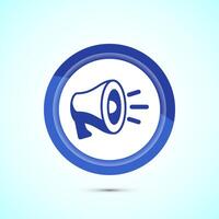 Megaphone icon design illustration, Loudspeaker icon, Shout announce sign. Promotion annoucement. Blue Color Button Design vector