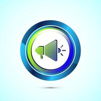 Megaphone icon design illustration, Loudspeaker icon, Shout announce sign. Promotion annoucement. Glossy Round Button Design vector