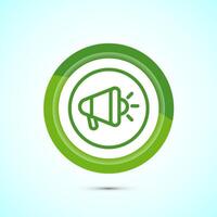 Megaphone icon design illustration, Loudspeaker icon, Shout announce sign. Promotion annoucement. Green Color Button Design vector