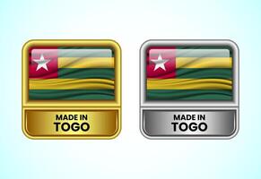 Made in Togo label icon in gold and silver color. Flag icon set for business vector