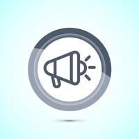 Megaphone icon design illustration, Loudspeaker icon, Shout announce sign. Promotion annoucement. Gray Color Button Design vector